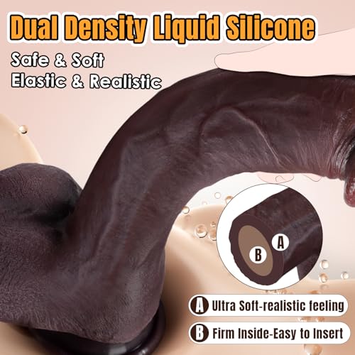 Image of Coocfan 10.8 inch Huge Silicone Dildo Sex Toys, Dual-Layer Realistic Brown | Big Black Dildos for G-Spot & Anal Play,Sex Toy with Strong Suction Cup,Unisex Strap-On Compatible for Couples,Men & Women