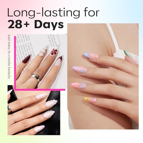 Image of Modelones Pointed Almond Fake Nail Tips - 510Pcs Medium Gel Tips Pre-shaped Half Matte Full Cover Clear Acrylic Gel Kit False Press on Nails for Extension DIY Salon 15Sizes
