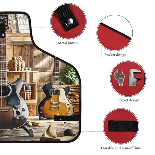 Delantal para trabajo musical unisex con bolsillos y botón miniatura 3