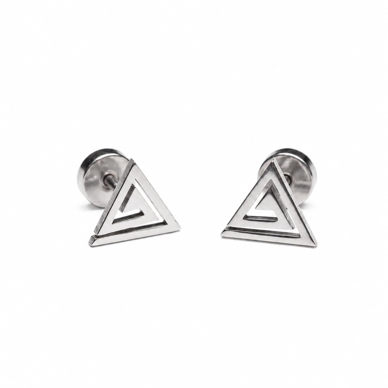 miller Triangle Stud Earrings for Men | Stylish Stainless Steel Anti-Tarnish Studs Earring | Fashion Ear Jewellery Accessories for Men & Boys | Birthday Gift for Husband & Boyfriend-picture-24