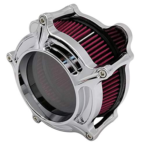 Harley Air Cleaner Chrome See Through Intake Filter Kit Cnc Cut For Motorcycle Dyna 2000 - 2017 Softail 2000 - 2015 Touring 2000 - 2007 Fitment - B (Red) #TOP4