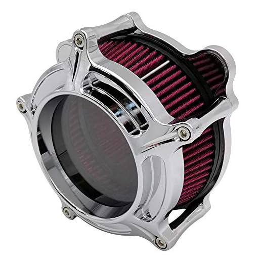 Harley Air Cleaner Chrome See Through Intake Filter Kit Cnc Cut for Motorcycle Dyna 2000 - 2017 Softail 2000 - 2015 Touring 2000 - 2007 Fitment - B (Red)