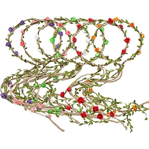 HOPEANT 5PCS Multicolor Flower Crown Floral Wreath Headbands Garland Headbands Cover