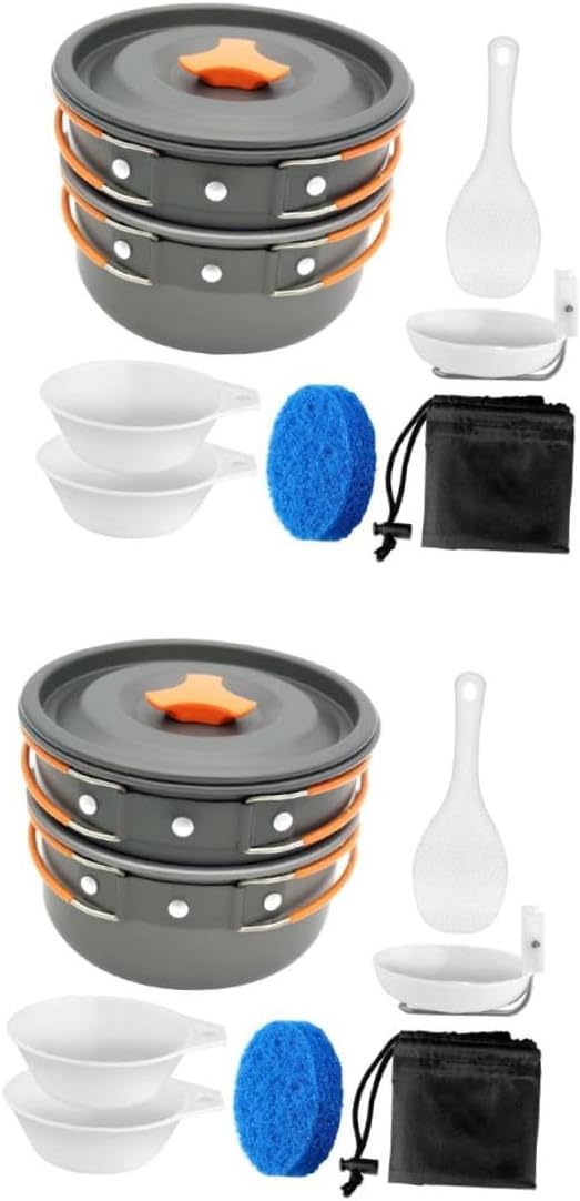 Portable Camping Cookware Non Stick Anodized Cooking Tools with Design for Picnics Backing and Outdoor
