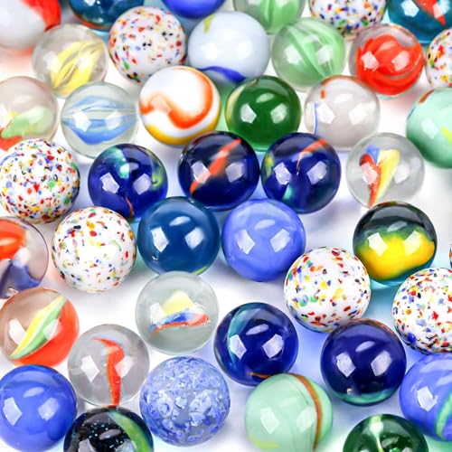 POPLAY 160PCS Glass Marbles, Marbles Game for Kids Crafts Colleting