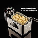 OVENTE Electric Deep Fryer 2 Liter Capacity, 1500 Watt Lid with Viewing Window and Odor Filter, Adjustable Temperature, Removable Frying Basket and Easy to Clean Stainless Steel Body, Silver FDM2201BR - Image 5