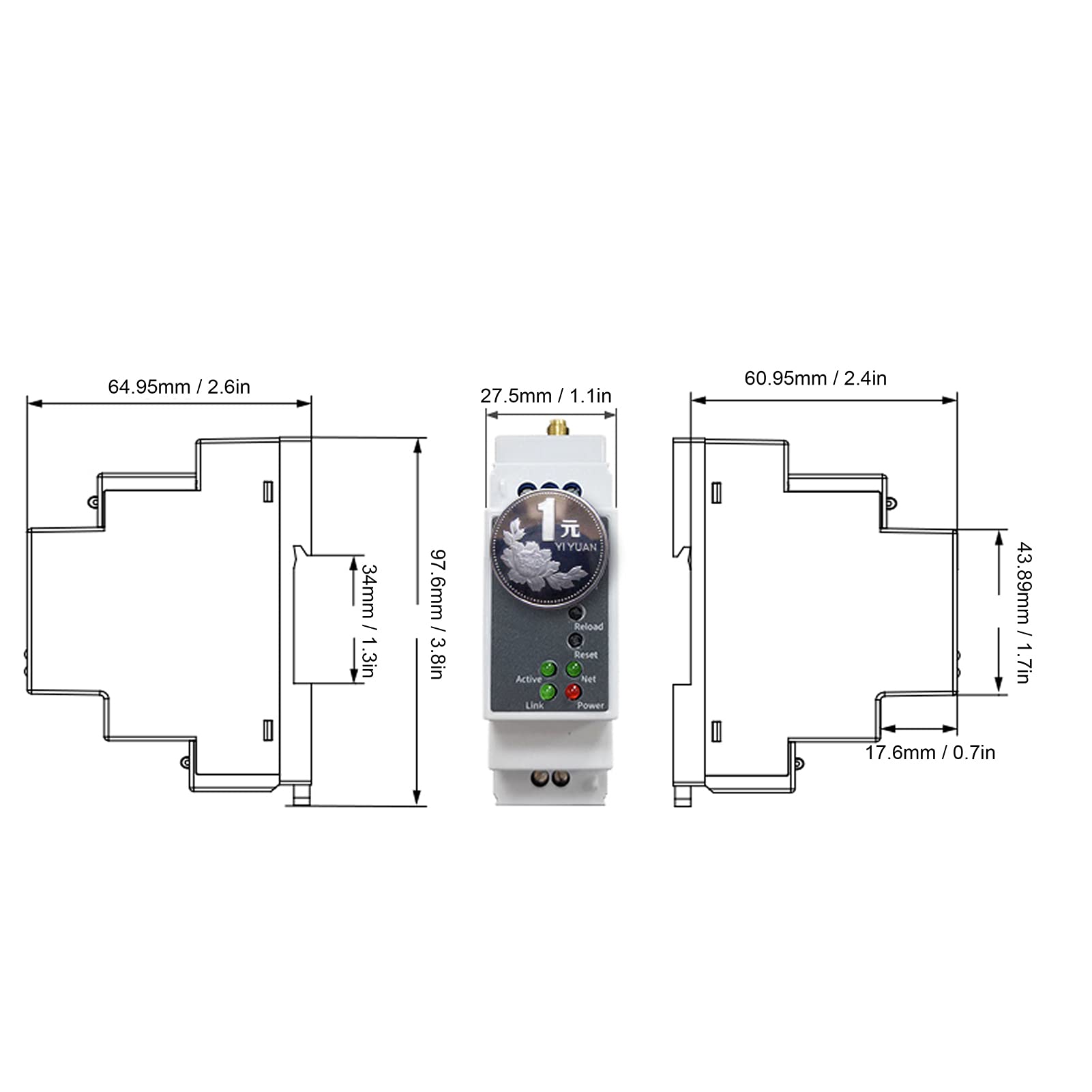 RS485 a WIFI Serial Server Montaje en riel Ethernet Módulo de red 9-50VDC 10W PE11-M