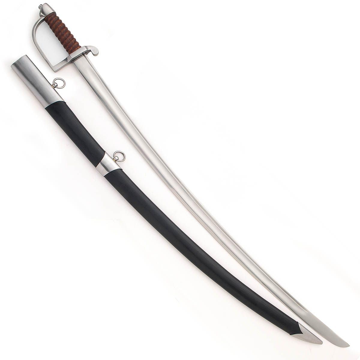 1775 American Saber – Hand Forged High Carbon Steel Blade with French-Inspired Hilt & Leather Scabbard | Revolutionary War Sword Replica for Collectors