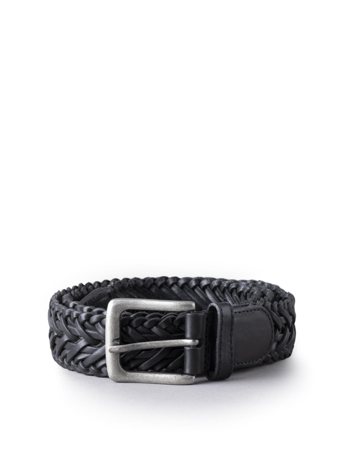 Lakeland Leather 'Howbeck' Black Leather Braided Belt for Men - L