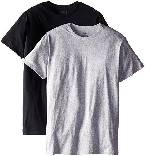 Fruit of the Loom Men's 2-Pack Tall Size Crew T-Shirt, Black/Gray, 2XLT