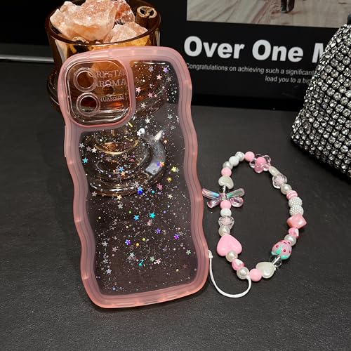 Coque iPhone 15 Plus antichoc turquoise avec perles et cordon - 3