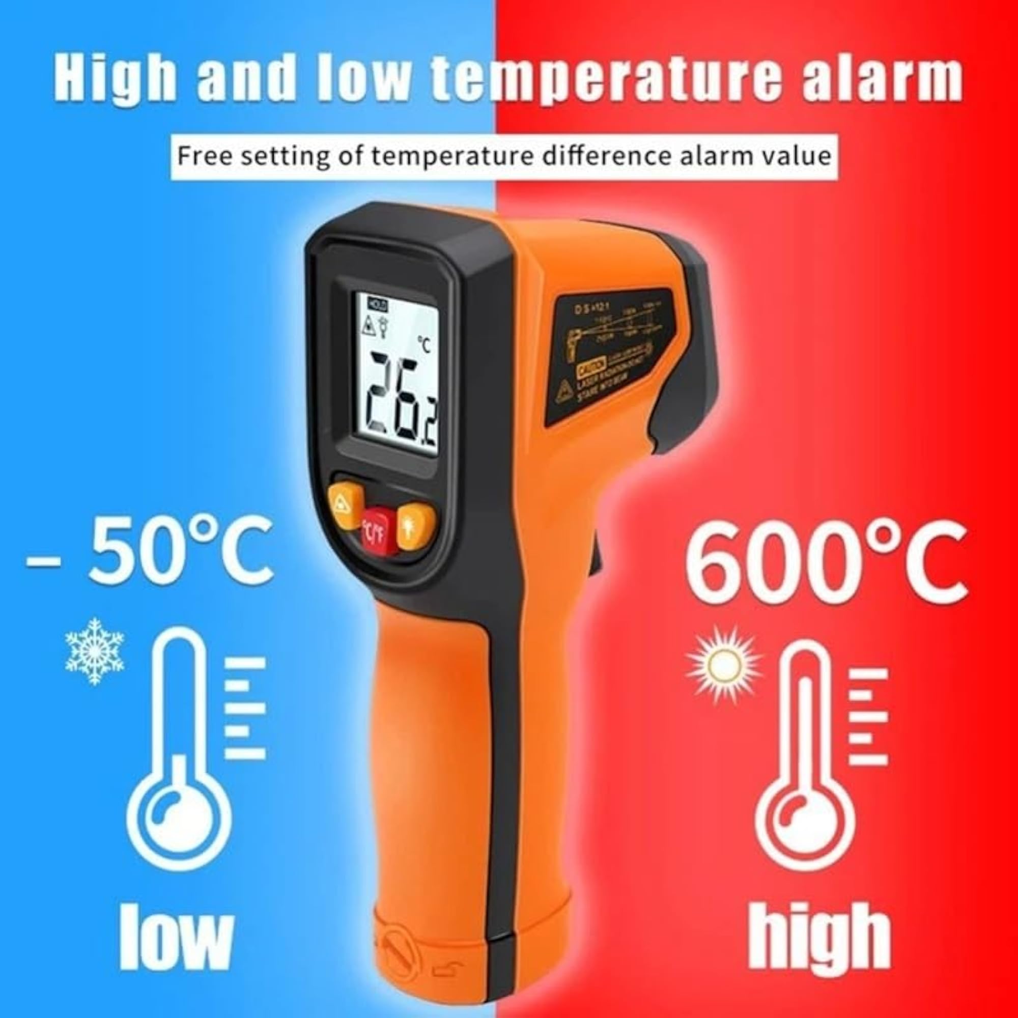 Digital Industrial Infrared Gun, Non-Contact Laser Meter