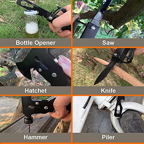 Father‘s Day Gifts From Daughter Son Wife Kids, Multitool Hatchet Camping Accessories, Survival Gear 14 In 1 Cool Gadgets With Knife Hammer Axe Saw Screwdrivers Pliers For Fishing Hunting (Black) #TOP3