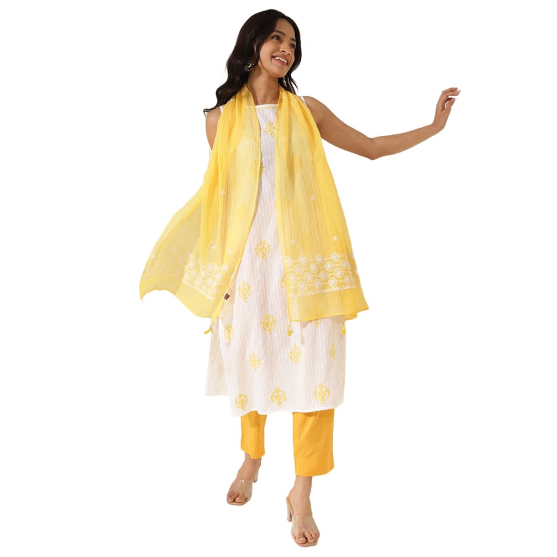 fabindia Women Cotton Mustard Solids Regular Fit Ethnic Pant-picture-35