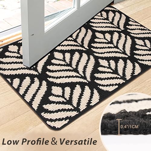 BELICOO Fußmatte Innen und Außen 50 * 80cm, Schwarz Sauberlaufmatte Türmatte, Schmutzfangmatte Waschbar, Fussmatte für Hund, Eingang, Haustür & Flur