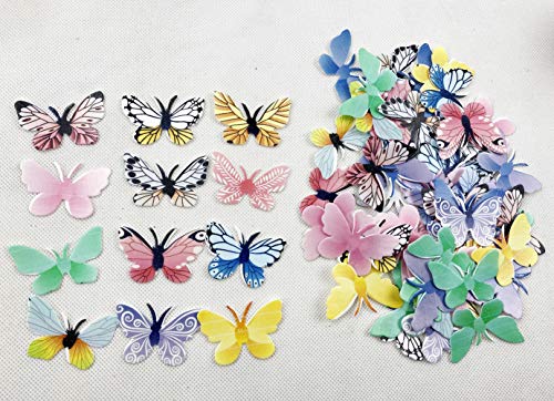 Set Of 72 Edible Butterfly Cupcake Toppers Wedding Cake Birthday Party Food Decoration Mixed Size & Colou #TOP4