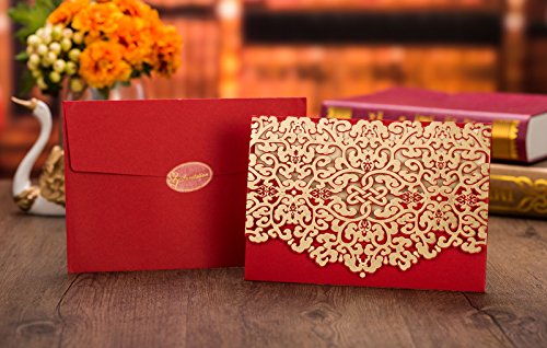 50Pcs Elegant Laser Cut Wedding Invitations Cards With Envelopes And Stickers (Party Invite) #TOP2