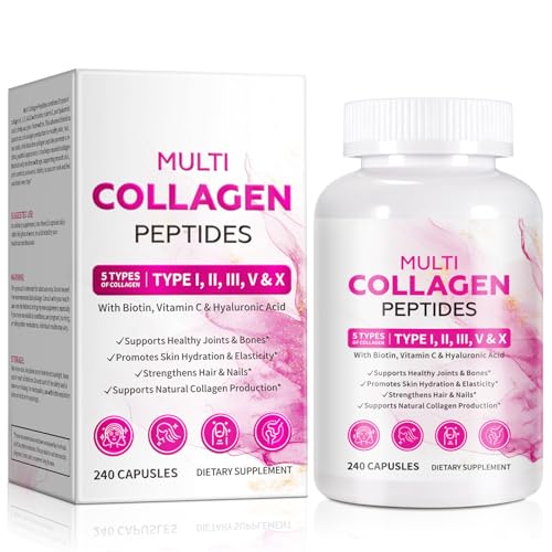 Kollagen Kapseln – Hochwertiger Kollagen Komplex mit Vitamin C & Hyaluron | Premium Collagen Kapseln für tägliche Ernährung | Unterstützt eine ausgewogene Nährstoffzufuhr | Großpackung 240Kapseln