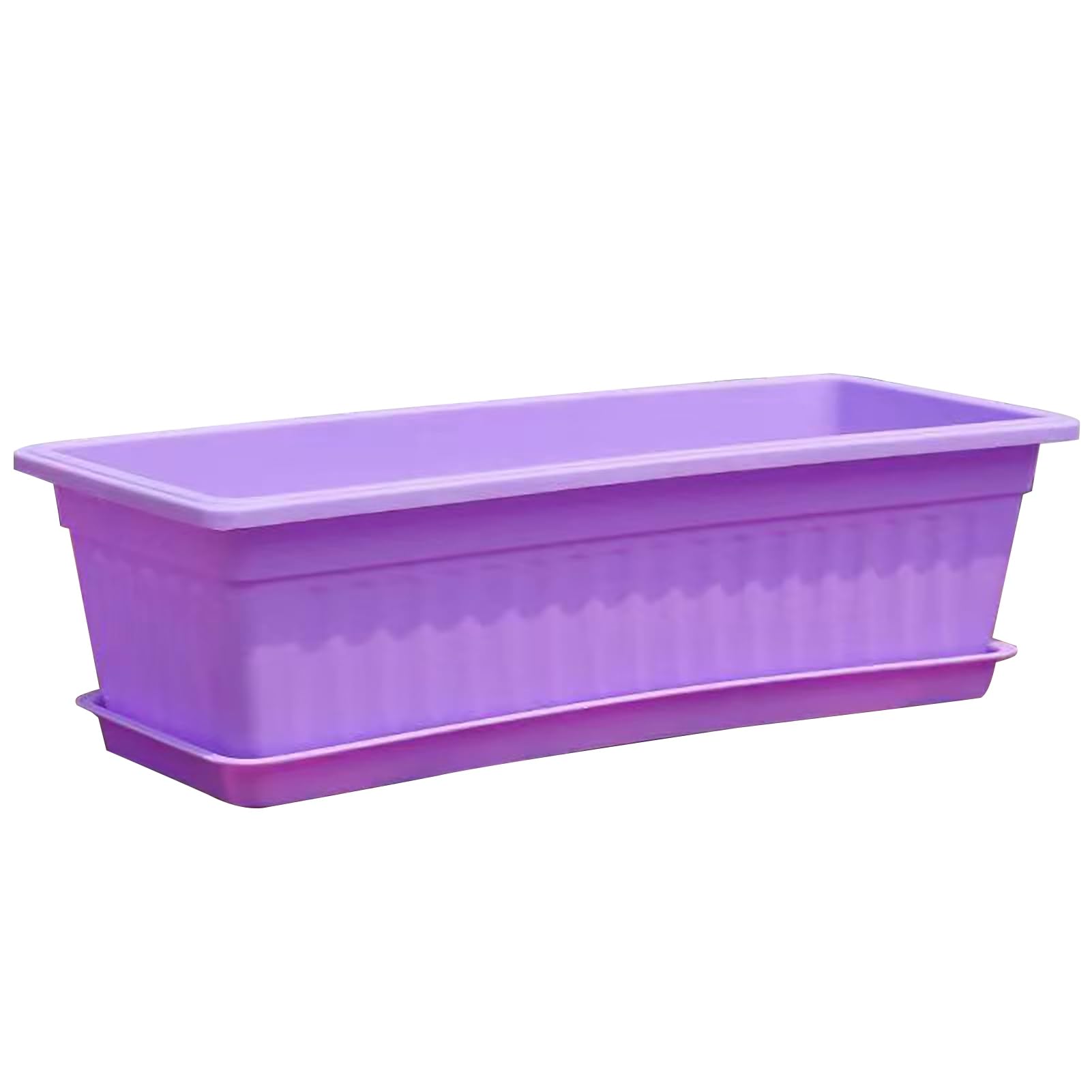 Qinlenyan Rectangular Window Box Planter, Plastic Flowerpot Vegetable Herb Planter Box Collapsible Planter Box for Indoor Outdoor,Patio, Garden Supplies. Purple 19.2"x7.4"x5.5"