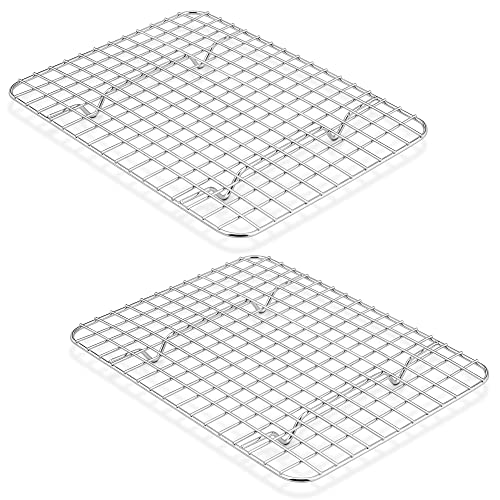 TeamFar Small Cooling Racks, 2-Piece Stainless Steel 9.75’’ x 7.5’’ Heavy Duty Grid Wire Rack for Baking Roasting Broiling Drying, Fits Small Toaster Oven, Non-Toxic & Durable, Dishwasher Safe