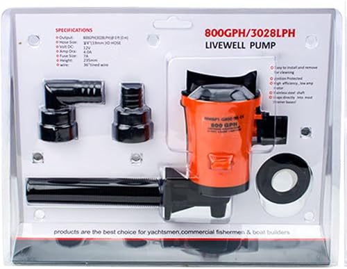 Miniatura 7 de Bomba Livewell de 12V 800 GPH - Aireador de cebo vivo, circulador de cebo para barco