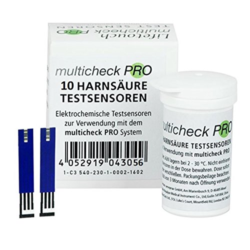 10 sensores de prueba de ácido úrico  C3 550  Tiras de prueba electroquímica para su uso con el medidor Multicheck Pro  Pruebas PZN 11304387