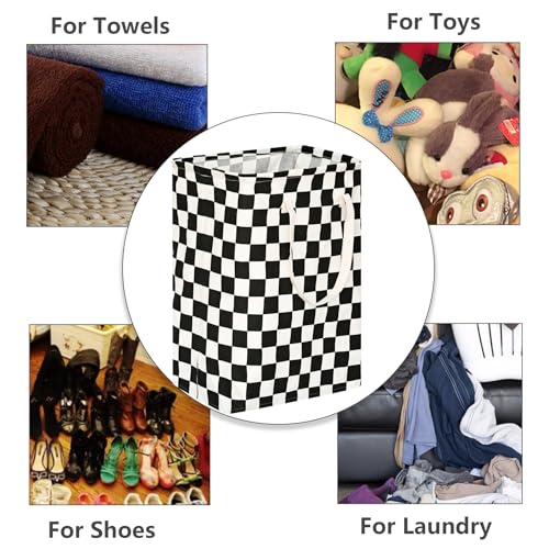 Image of MAIZMZ Checkered Laundry Basket Foldable Kids Hamper Storage Bins Women Waterproof Organizer Toy Box Large Canvas for Home /Dorm /Kitchen /Pet /Office /Closet /Shelf /Living Room Decor Baskets