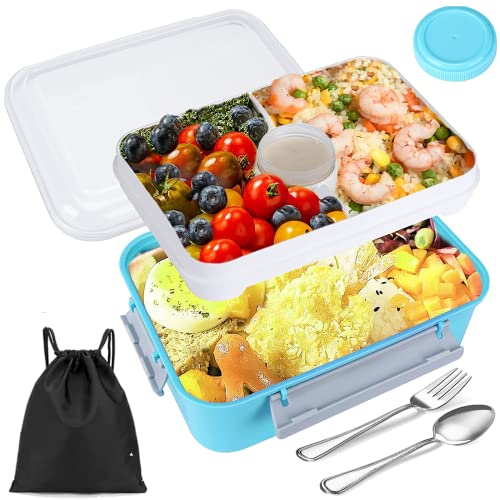 Boîte à sandwich pour enfants/adultes - Avec 4 compartiments - 1400 ml - Boîte à bento - Boîte à déjeuner avec compartiments - Sans BPA - Pour le petit-déjeuner - Séparateur Cover