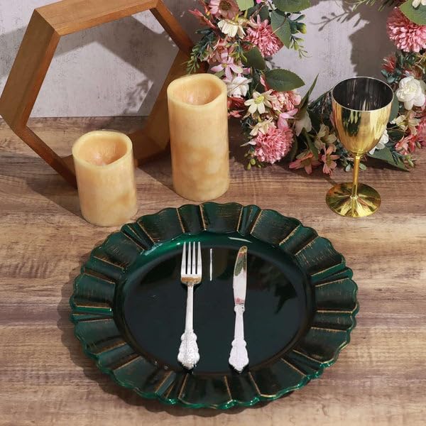 Set de 6 platos cargadores plásticos verdes esmeralda 13" miniatura 5