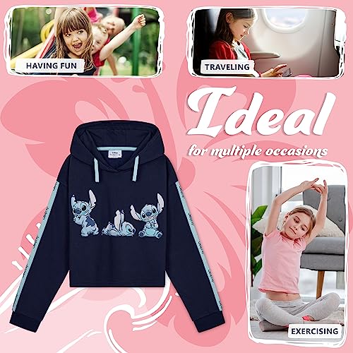 Disney Moletom com capuz Stitch para meninas - top curto para meninas e adolescentes de 7 a 14 anos