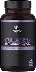 Colágeno Hidrolisado + Ácido Hialurônico + Vitamina C 60 Cápsulas 550mg Premium Capfy. Nutrition para Cabelo Beleza da Pele Unha e Articulações