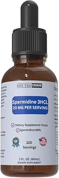 Spermidine Liquid Drops 20mg per Serving Cellular Health & Longevity Support Fast-Absorbing Formula 2 fl oz Dropper Bottle Non-GMO, Vegan, Sugar-Free
