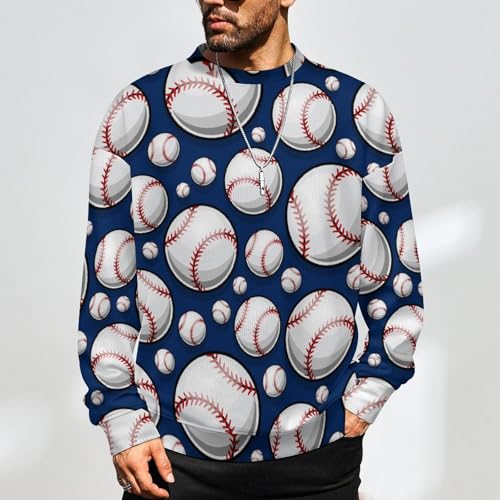 Mens Crewneck Sweater Baseball Softball Ball Crew Neck Sweater for Men Casual Party Holiday Pullover2