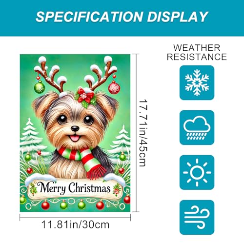 Image of BlissYard Christmas Yorkshire Terrier Garden Flag 12x18 Inch Polyester