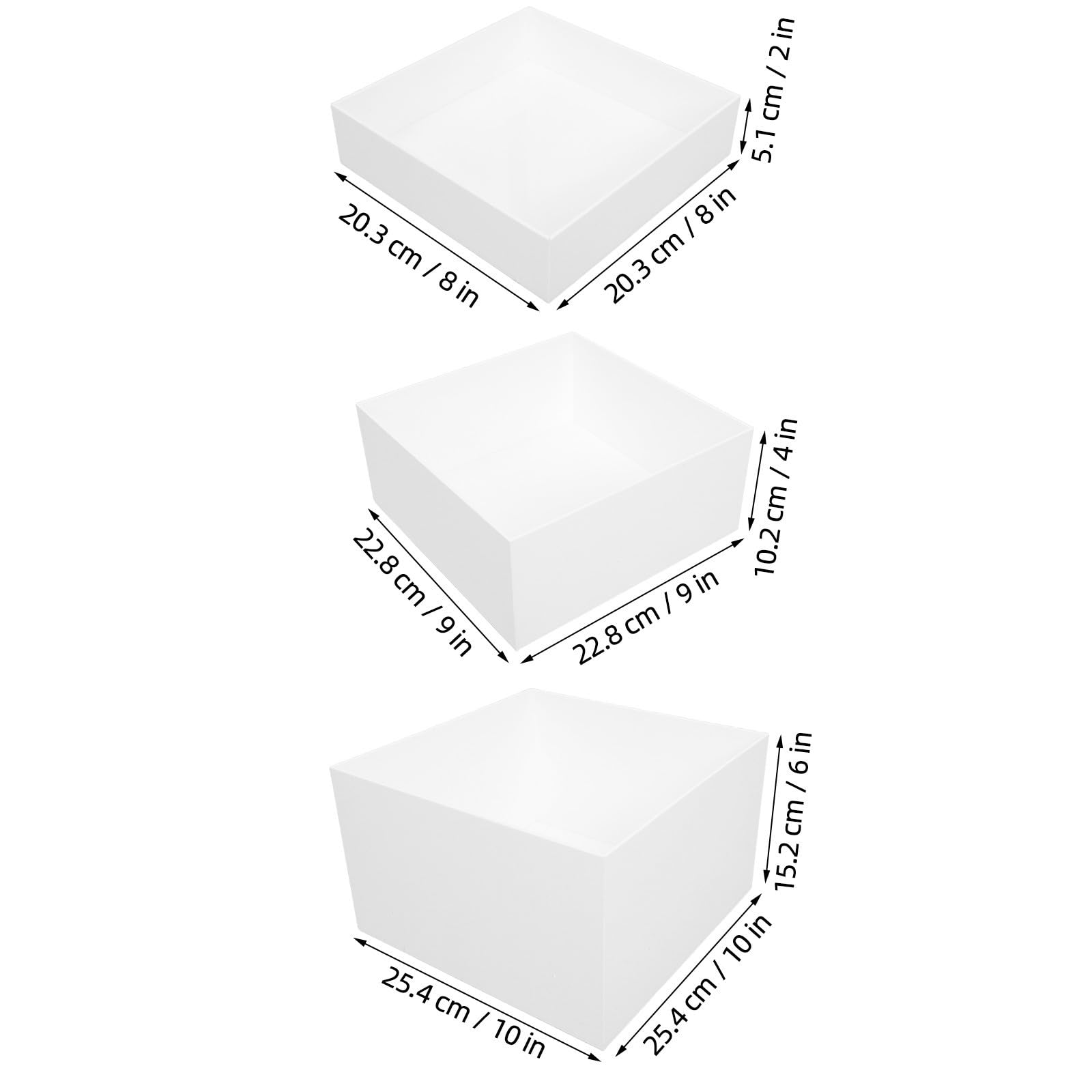 Amosfun 3 Stück Acryl Display Riser für Buffet Tisch, 8 9 10 Zoll, Weiß