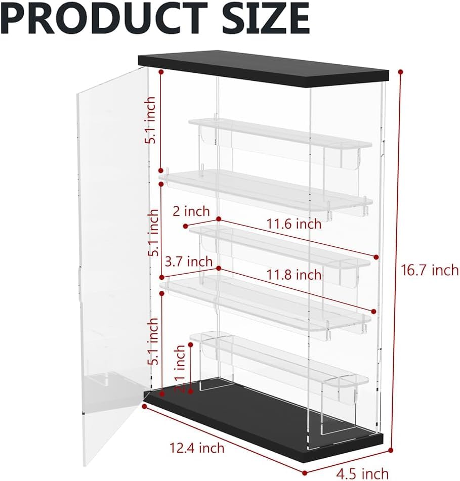 Vitrine en acrylique à 3 niveaux avec LED pour figurines Pop Mart