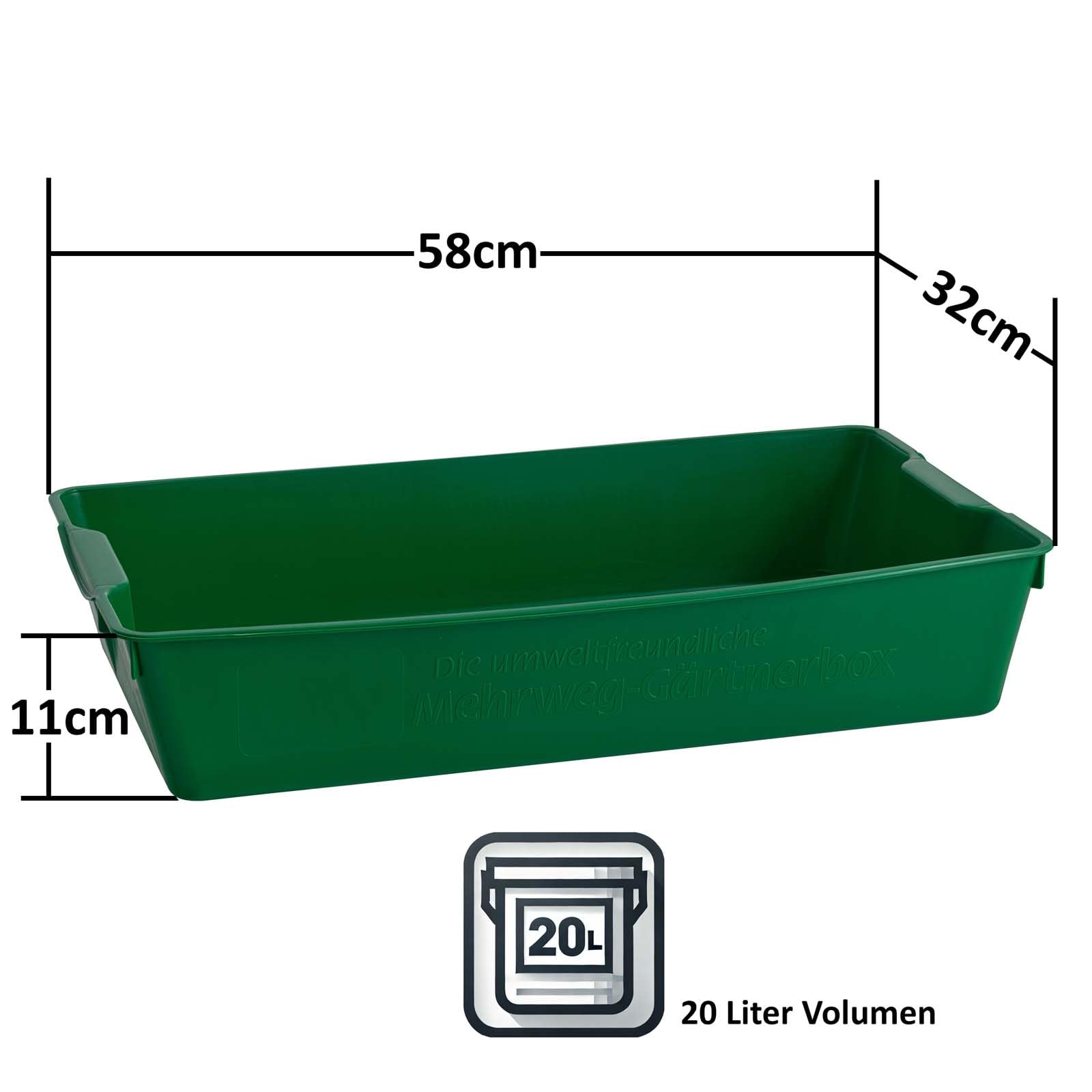 Gärtnerbox 58x32x11 cm 4er Set Pflanzschale Anzuchtwanne Grün Aussaatschale | BURI Pikierschale robust, wetterfest und frostfest für Saatschalen, Pflanzwanne, Gewächshaus und Pflanzenanzucht