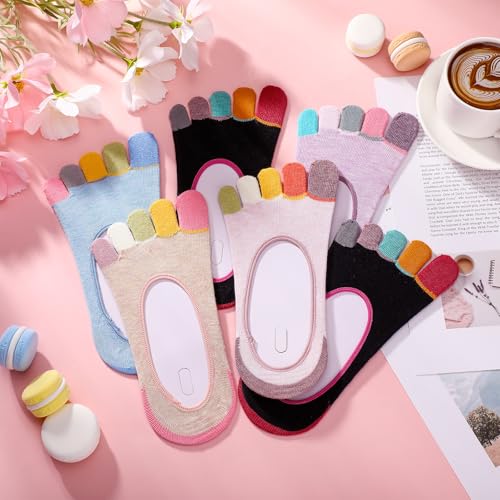 Image of Bencailor 6 /15 Women Cotton Five Toe Socks No Show Ankle Socks with Toes Separated for Athletic Walking Yoga