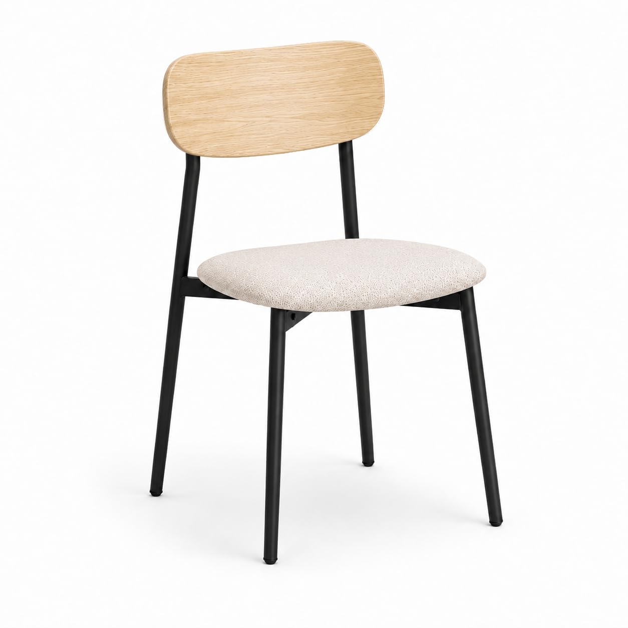 Set Tavolo e 4 Sedie moderno per Cucina e Sala da Pranzo, Tavolo Rettangolare 110x70 cm con Struttura in Metallo Nero, Piano MDF Effetto Legno, Sedie Imbottite in Tessuto, Set 5 Pezzi 4 Posti (Rovere)
