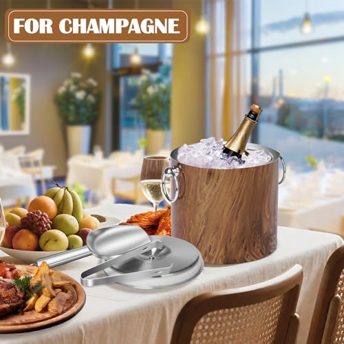 CAOANTRY Ice Bucket with Lid & Tong- Well Made Insulated Stainless Steel Keep Ice Frozen Longer - Ideal for Cocktail Bar, Parties, Chilling Wine, Champagne - 3 Liter (Teakwood) by CAOANTRY - Used condition - Image 3