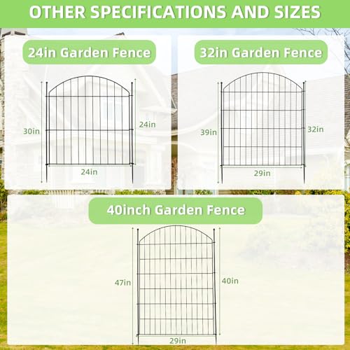 Image of Decorative Garden Fence 32in (H) x12ft (L), 5 Pack No Dig Fence Animal Barrier for Dog, Arched Flower Bed Edging, Wire Border Panel Fencing for Yard Patio Outdoor Decor