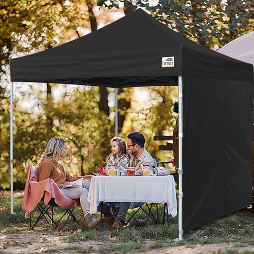 Image of Eurmax USA 10x6.4 Pop Up Canopy SunWall-UV Protection for Tents,Blocks Sunlight&Wind,Water Resistant Side Wall Only,Easy Hook & Loop Installation,Fit for 10FT Straight Leg Shelters&Gazebo,Black