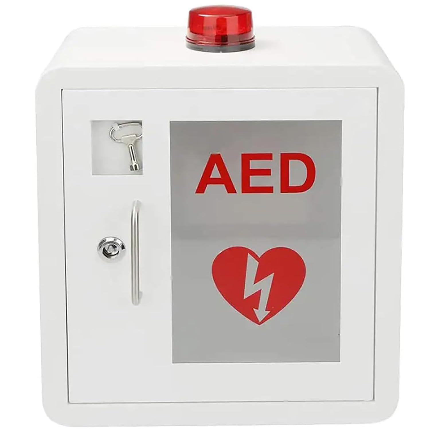AED-Wandschrank, Stahlschrank mit Schnappverschluss, wandmontierter AED-Alarmkasten für den Außenbereich, blinkendes Alarmlicht, Edelstahlgriff, für Notfälle zu Hause, im Büro und an öffentlichen Or