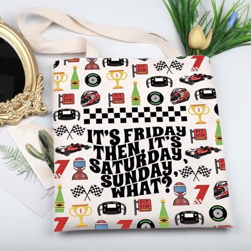 KUIYAI Racing Lovers Tote Bag Sunday Racing Shoulder Bag Checkered Flag Gift Game Day Gift Racer Team Canvas Bag3