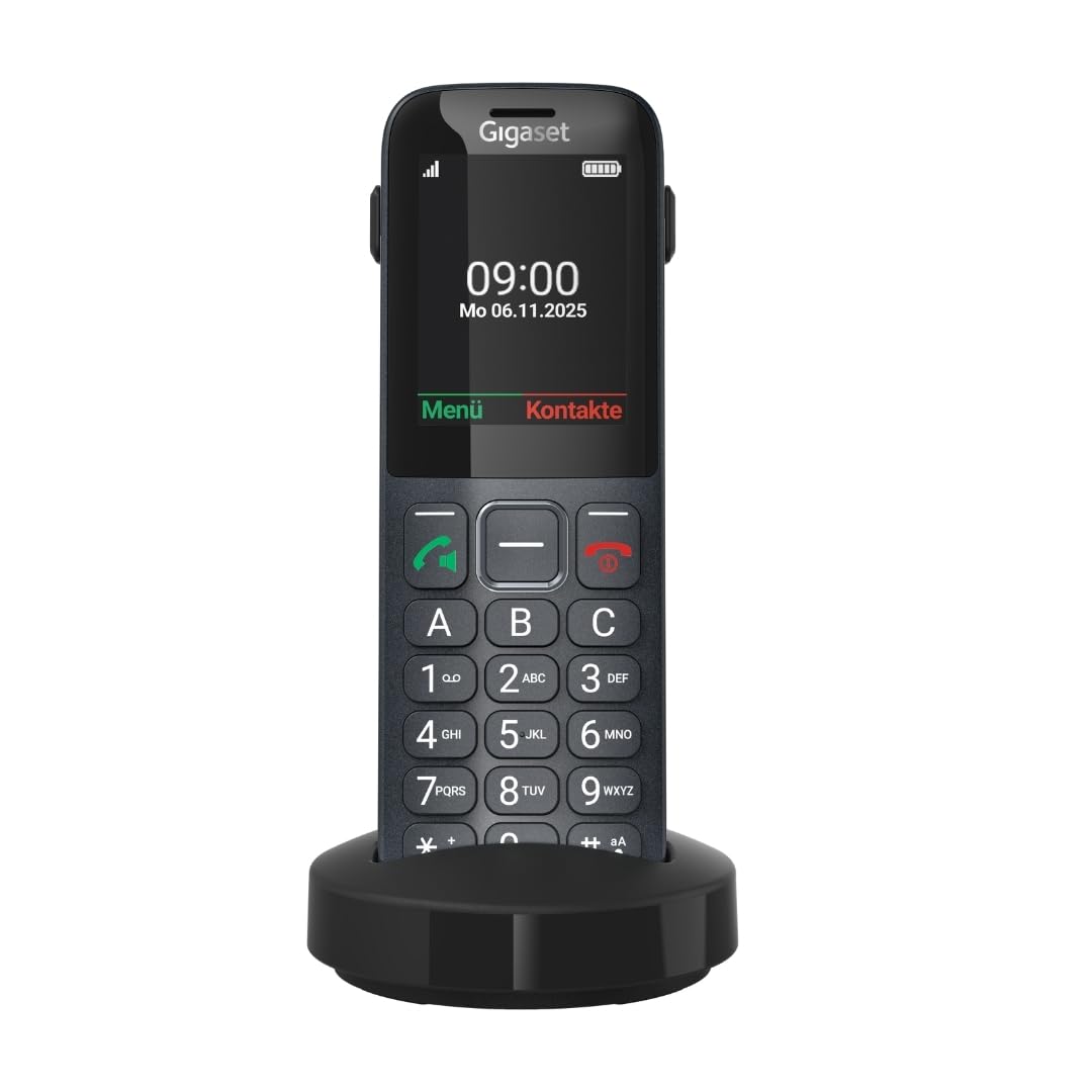Gigaset Comfort 600 SIM – 4G Volte HD-Telefon mit 2,4" Farbdisplay, Bluetooth 5.0, Hörgerätekompatibel, Großer Speicher für 500 Kontakte, kompatibel in DE, IT, FR, NL, BE, Che, AUT, anthrazit