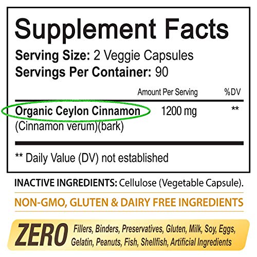 image for NutriFlair Ceylon Cinnamon (Made with Organic Ceylon Cinnamon) 1200mg 