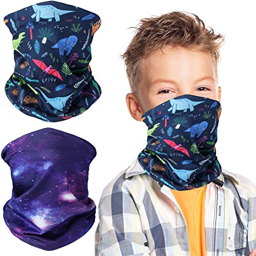 ONESING 2 Pcs Kids Neck Gaiter Cooling Neck Gaiter Face Covering for Kids Sun UV Protection Face Scarf Headband Windproof Dust Breathable Balaclava Bandanas for Cycling Hiking Running Outdoors