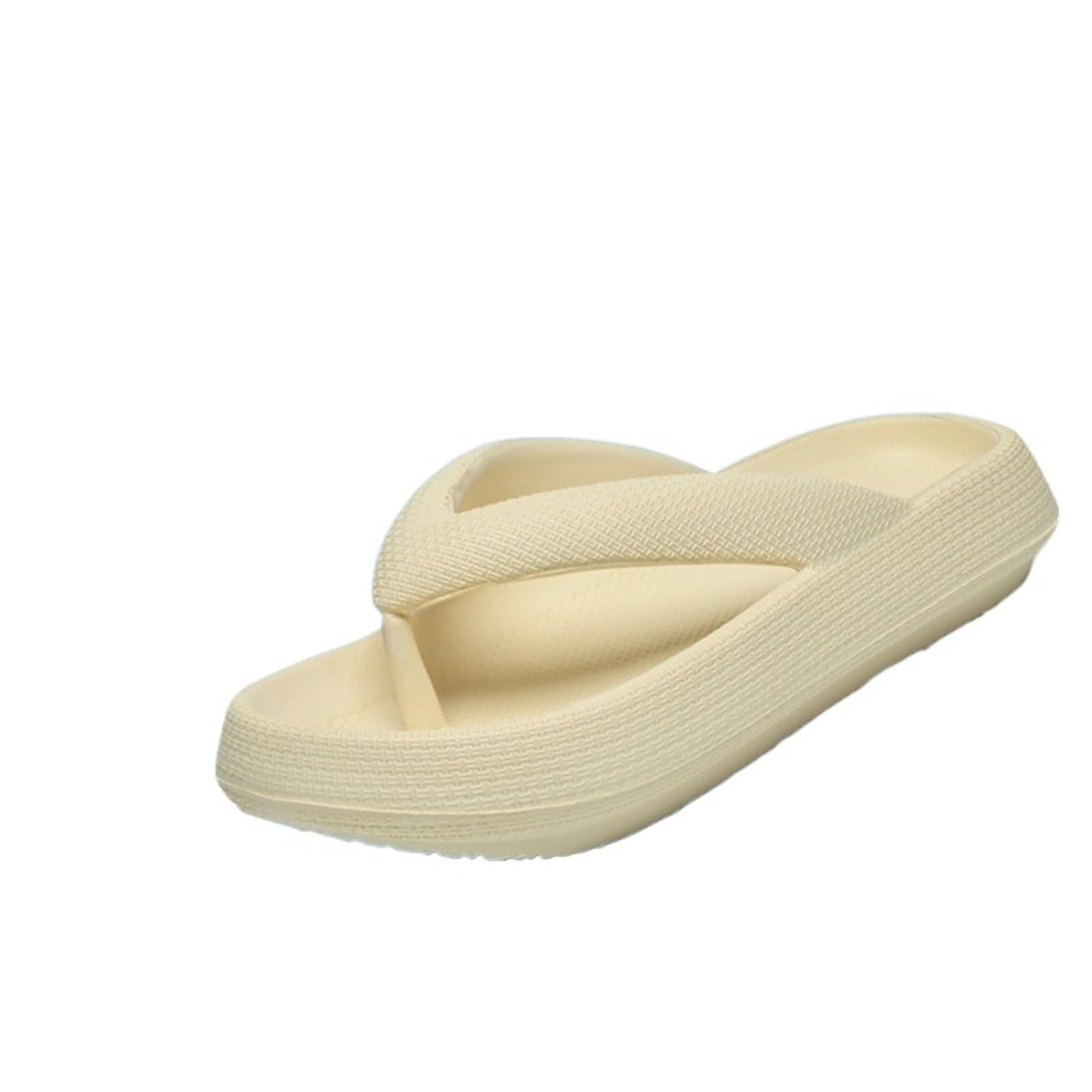 ERHTGUO Ladies Lightweight Solid Color Sandals - Casual Indoor/Outdoor Couples Flip Flops, Comfortable Slip-On Beach Footwear(Light Yellow,42-43)