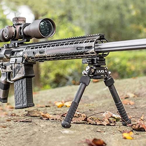 Rimfly Bipods For Rifles + Picatinny Rail 7 Slots + Bubble Level + Skewers Rifle Bipod Tactical And Professional For Hunting 360º Folding 6.5/9.5 Inch With Anti-Slip Base Adjustable Height Levels #TOP7
