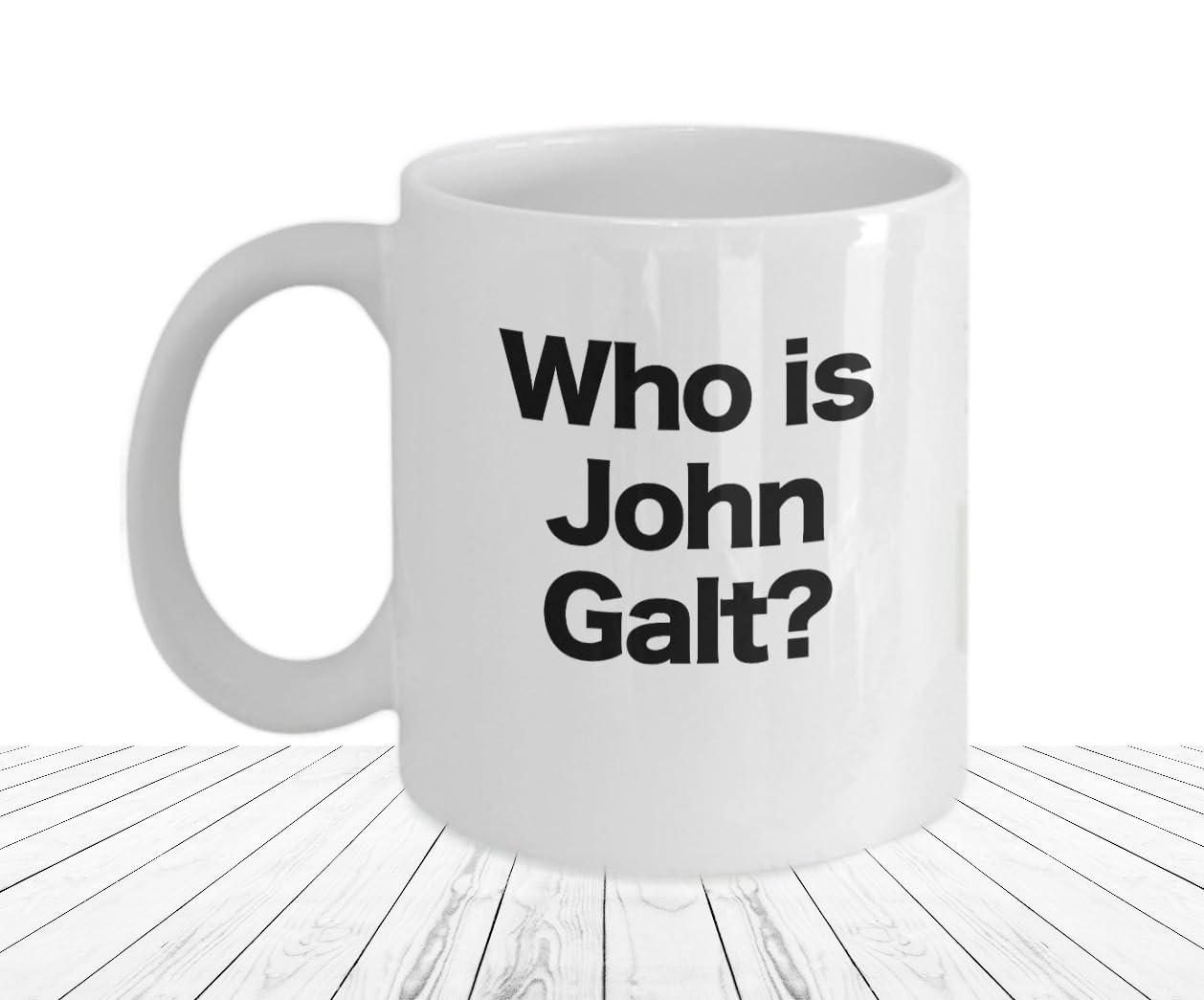 GIVEMEFIVER Ayn Rand Mug Who is John Galt? Objectivism Philosophy Gift White & Black Set Printed Coffee and Tea Ceramic Mug- 320 ML Ceramic Coffee Mug 2771